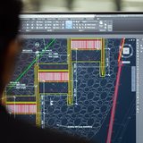 CAD construction detail drawing on screen for a London build