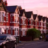 Row of red-brick Victorian terraced houses in London suited to HMO conversion