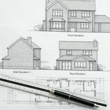 Planning drawing set for a London house with front, side and rear elevations